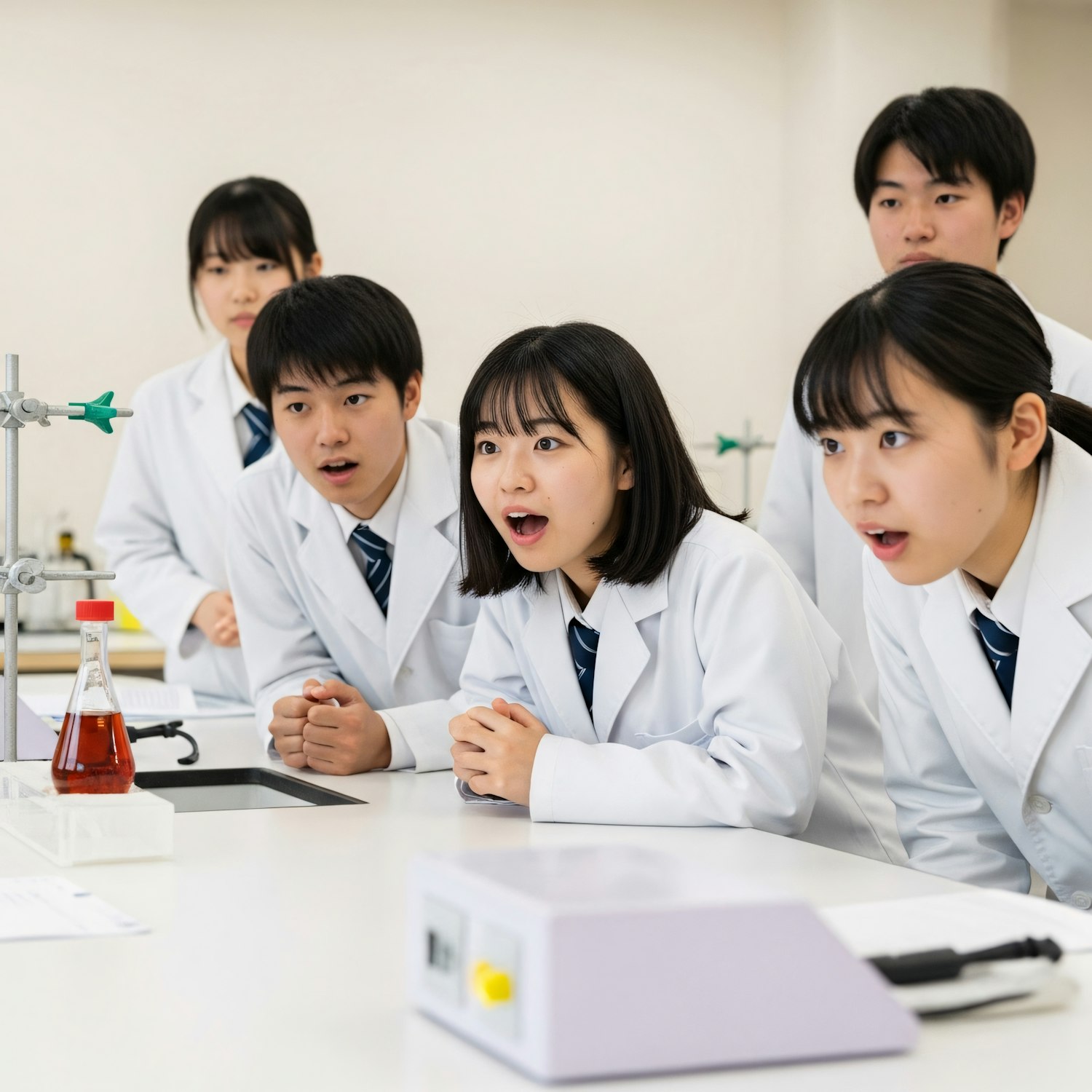 Students conducting experiments in a science lab, applying hands-on skills in physics, chemistry, or biology to understand measurement.