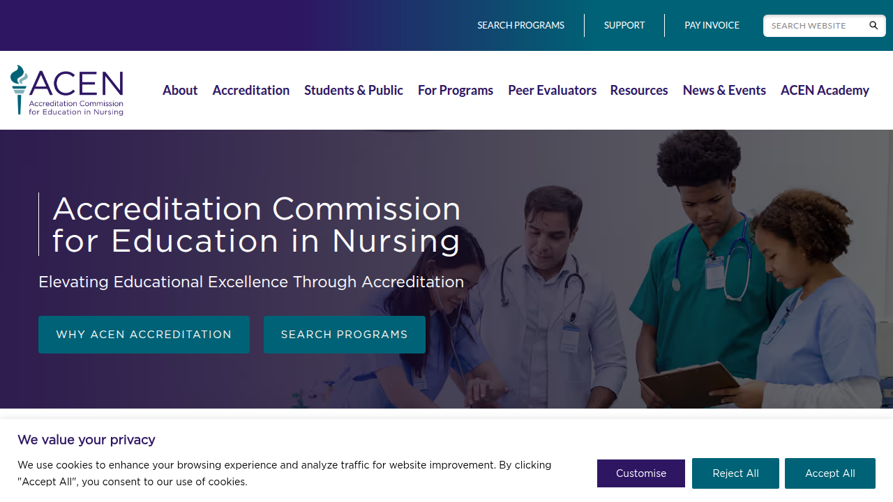 The official Accreditation Commission for Education in Nursing (ACEN) program search database.