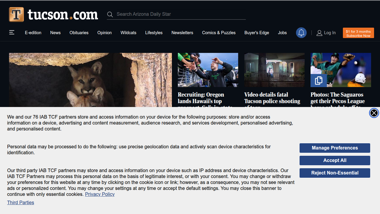 The homepage of Tucson.com, a local news source, often reports on regional education trends, including university enrollment and yield rates for institutions like the University of Arizona.