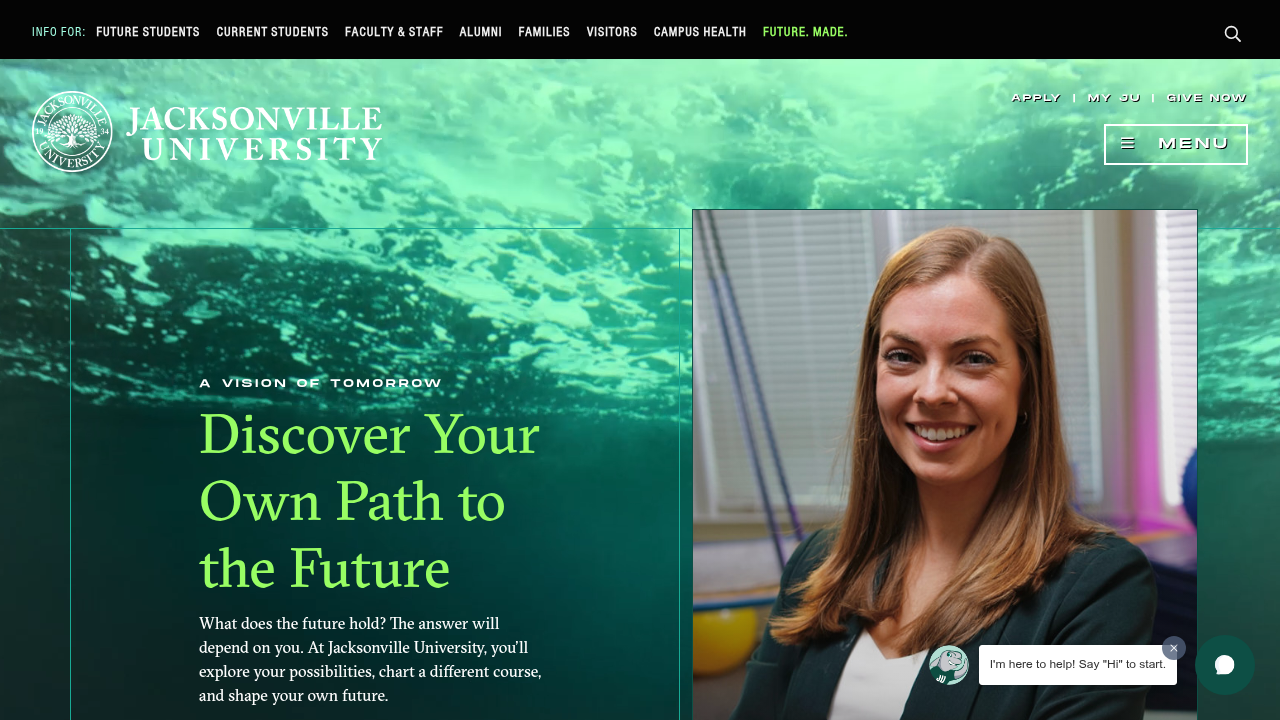 Jacksonville University's official website, a case study in college rankings.