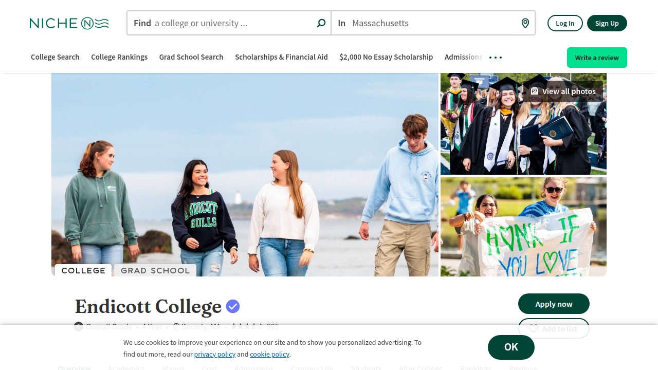 View Endicott College's key statistics, acceptance rates, and student reviews on its Niche profile page.
