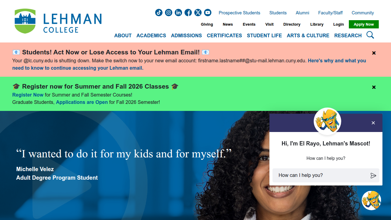 Explore the official Lehman College website for the latest updates on admissions and campus life.
