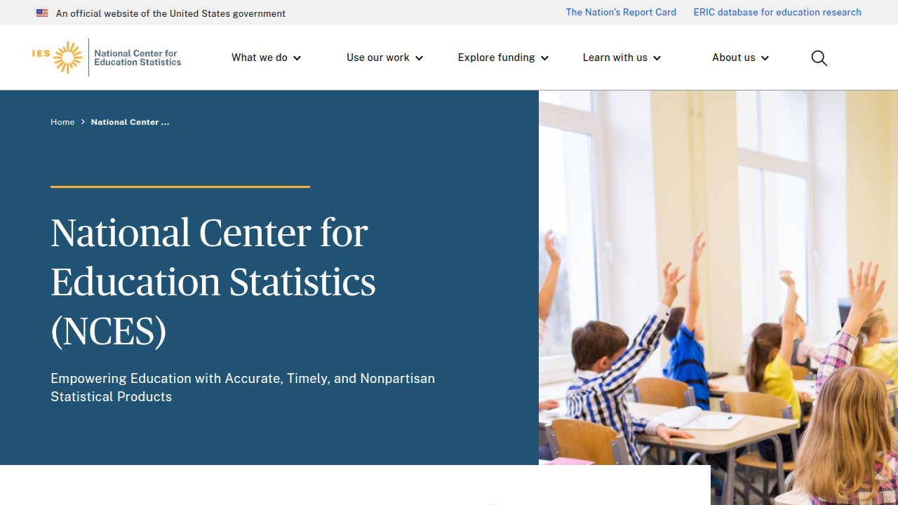 The official website for the National Center for Education Statistics (NCES), a primary source for U.S. education data.