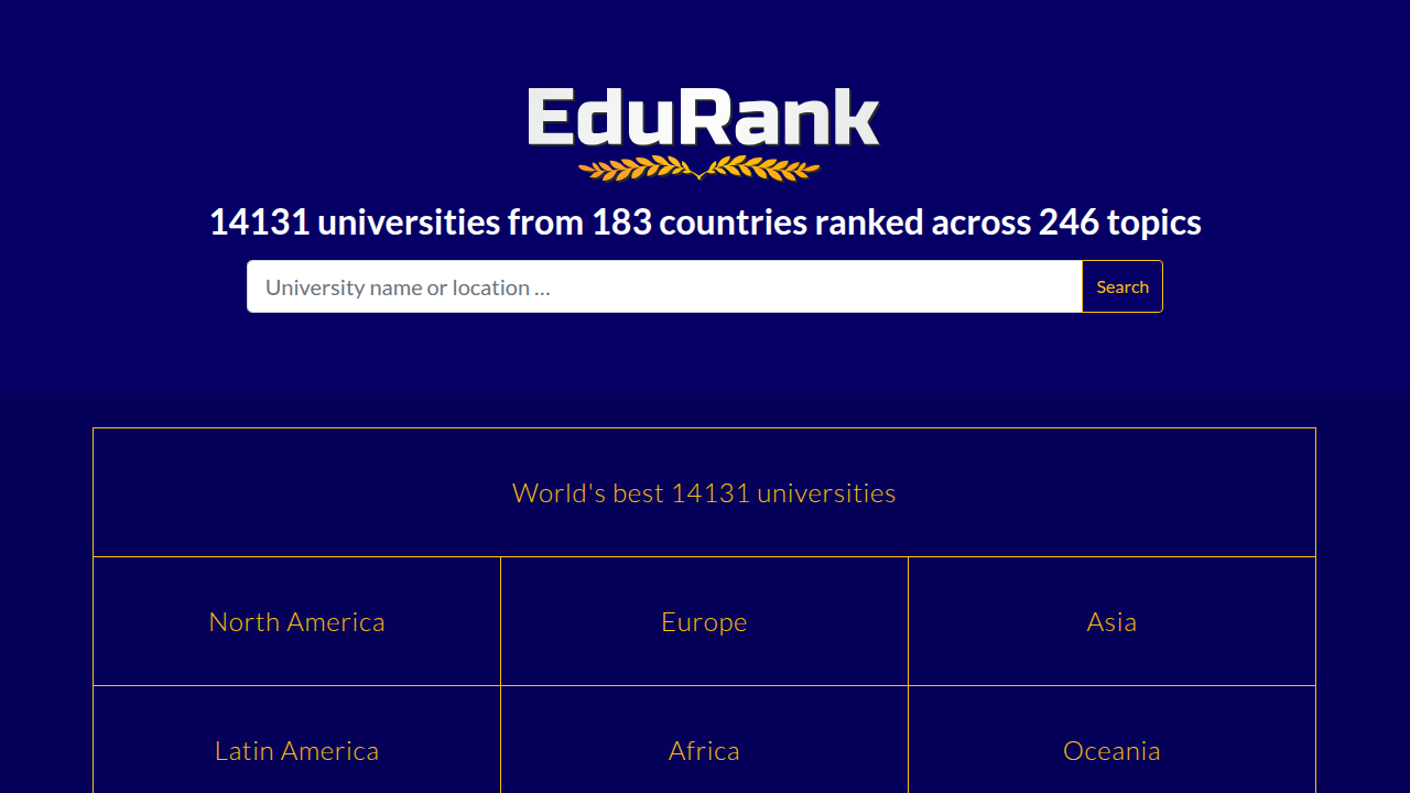 Review university profiles and statistics on platforms like EduRank to understand acceptance rates and academic metrics.