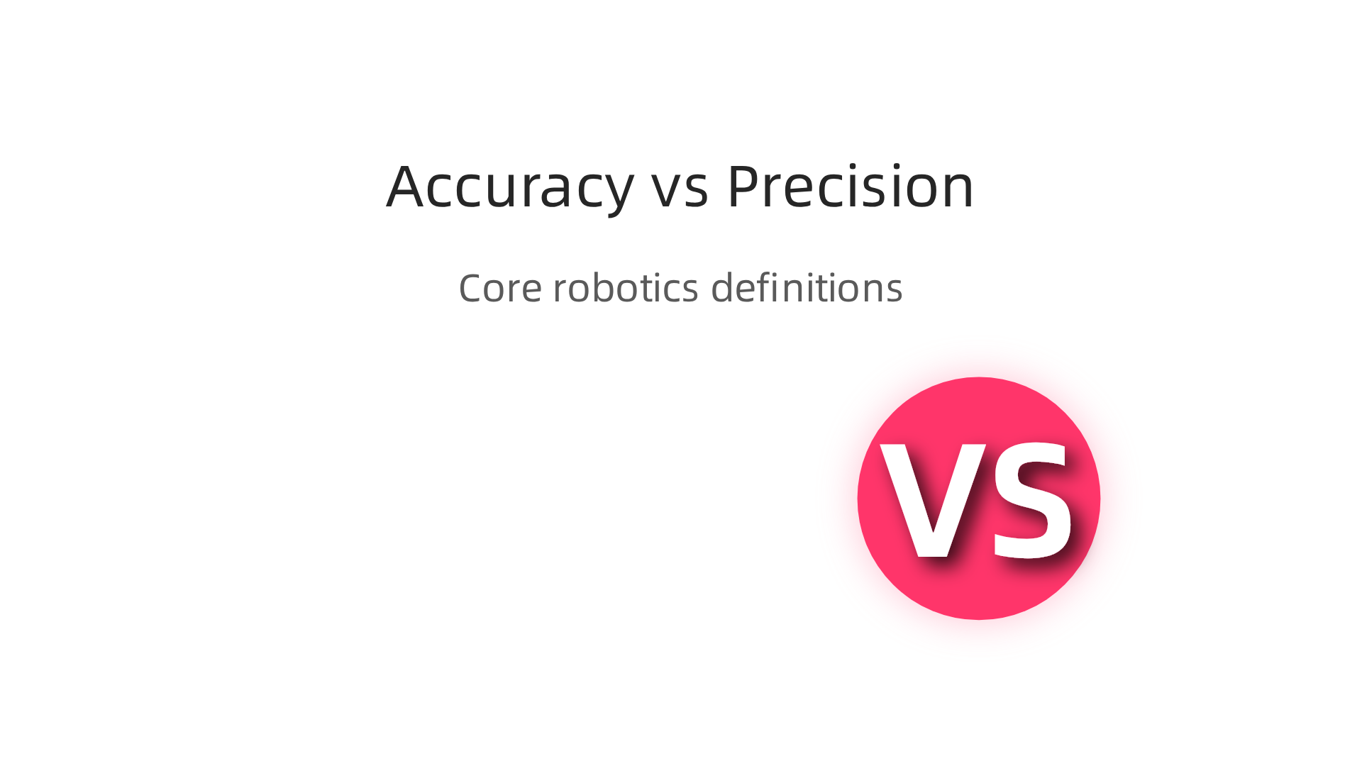 A visual explanation of the fundamental differences between accuracy and precision as applied to robotic systems.
