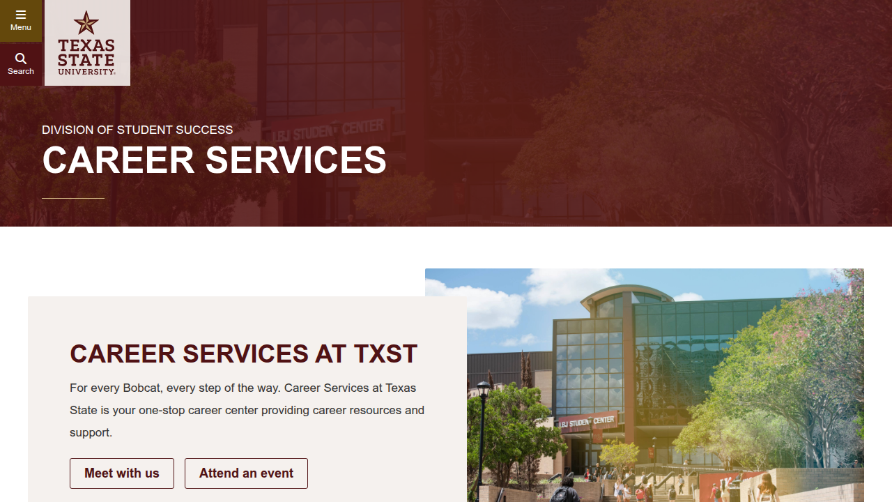 The official Career Services website offers resources for job seekers at Texas State University.