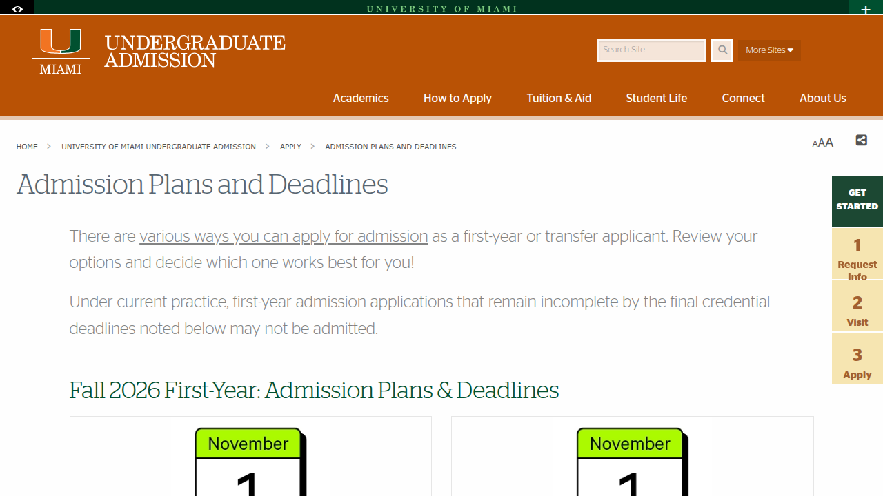 Official information on admission plans and deadlines for Miami University applicants.