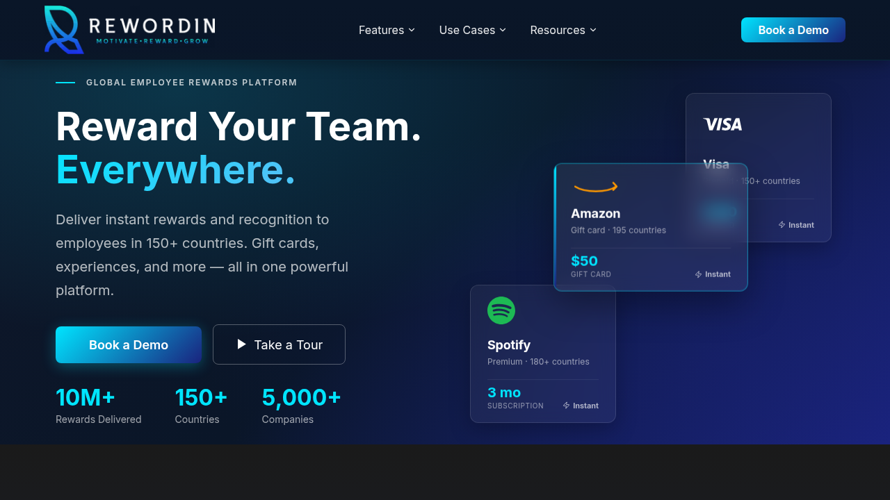 A screenshot of rewordin.com, a blog offering employee productivity insights.