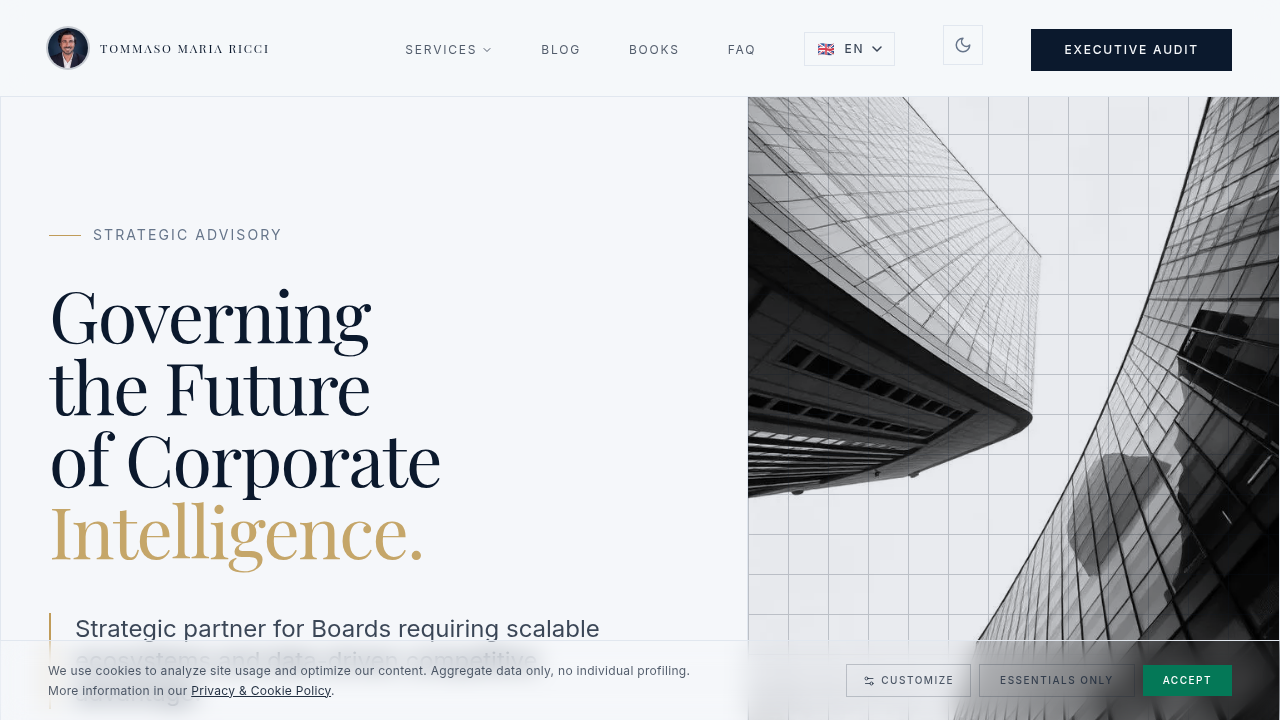 A screenshot of tommasomariaricci.com, a resource focusing on AI in project management.