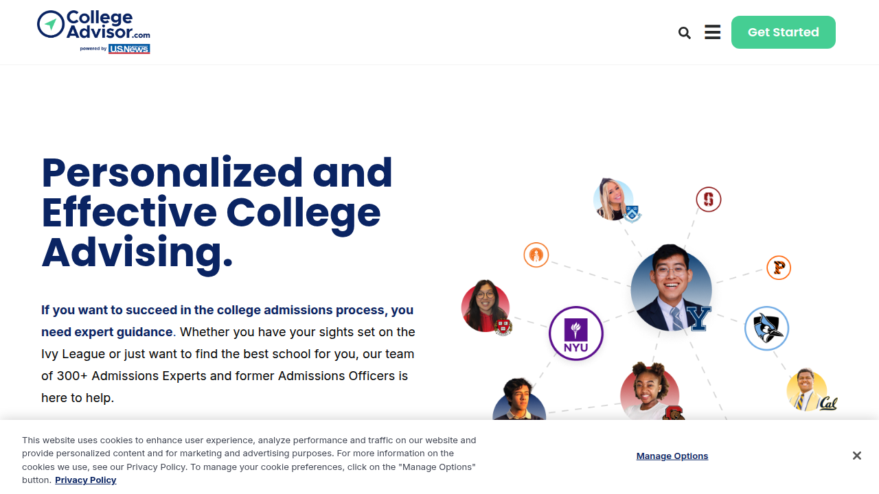 The CollegeAdvisor website, offering guides and resources for college admissions.