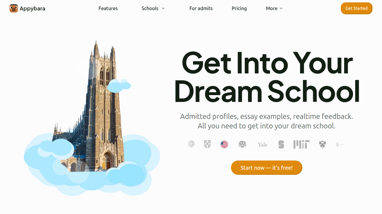 The Appybara website, providing analysis and projections for college admissions statistics.