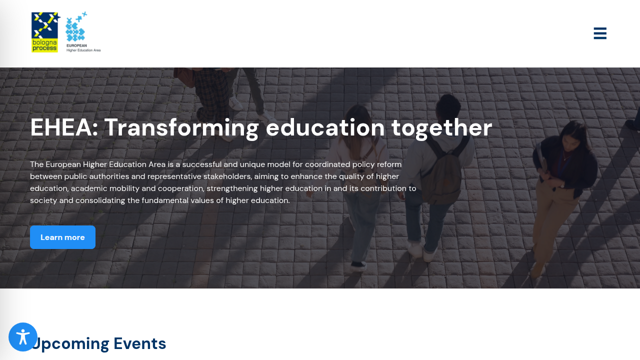 The homepage of the European Higher Education Area (EHEA), where the Bologna Process guidelines are established for degree transparency.