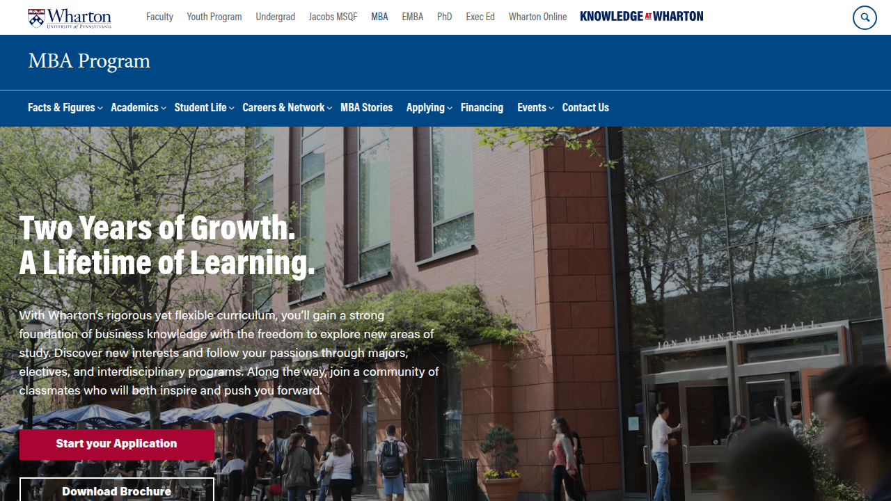 The official website for the Wharton School at the University of Pennsylvania, a leading MBA program.