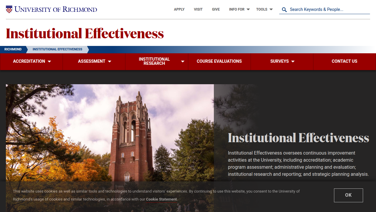 The institutional effectiveness page of the University of Richmond, often hosting official reports and fact books.